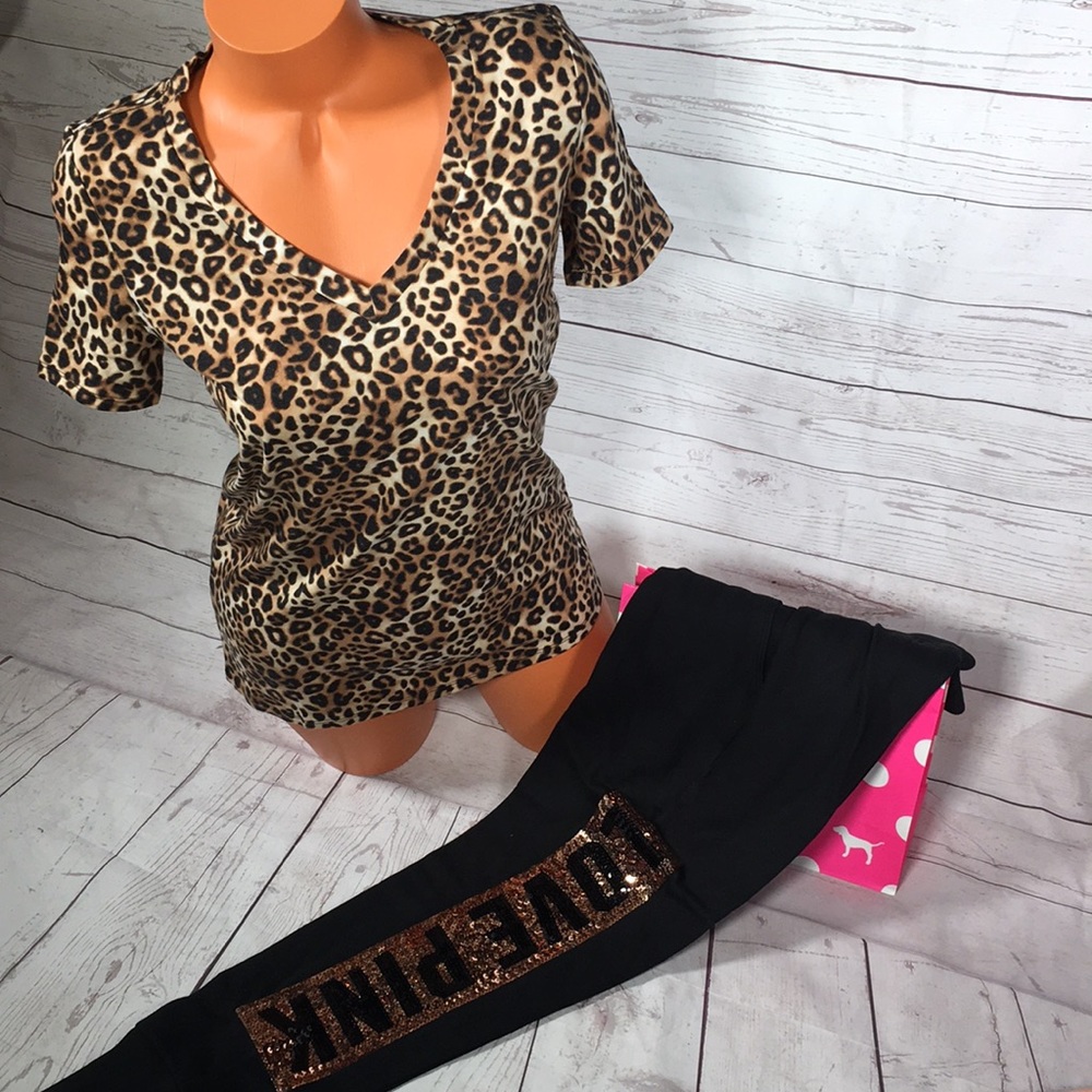 NWT Pink bling joggers & tee set sz small